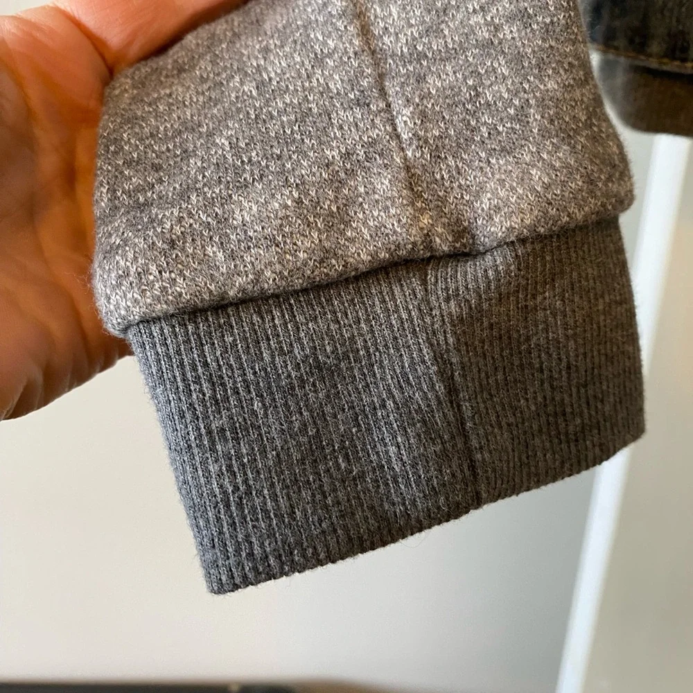 Dex Blue Denim Jacket with Gray Sleeves and Hoodie - Picture 4 of 6
